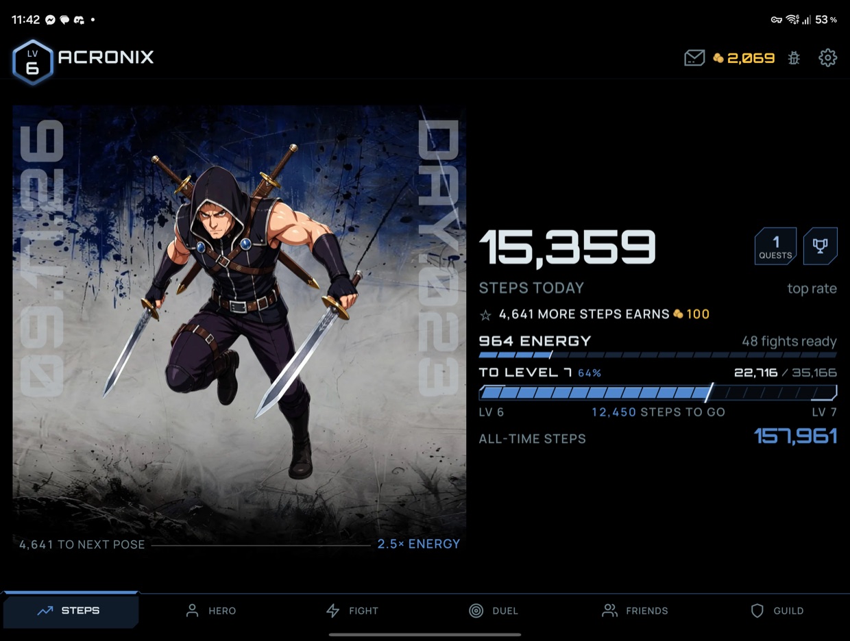 The same tab on the inner display sideways, the day's figure large beside the numbers